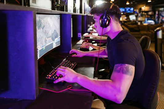 A man playing PC games