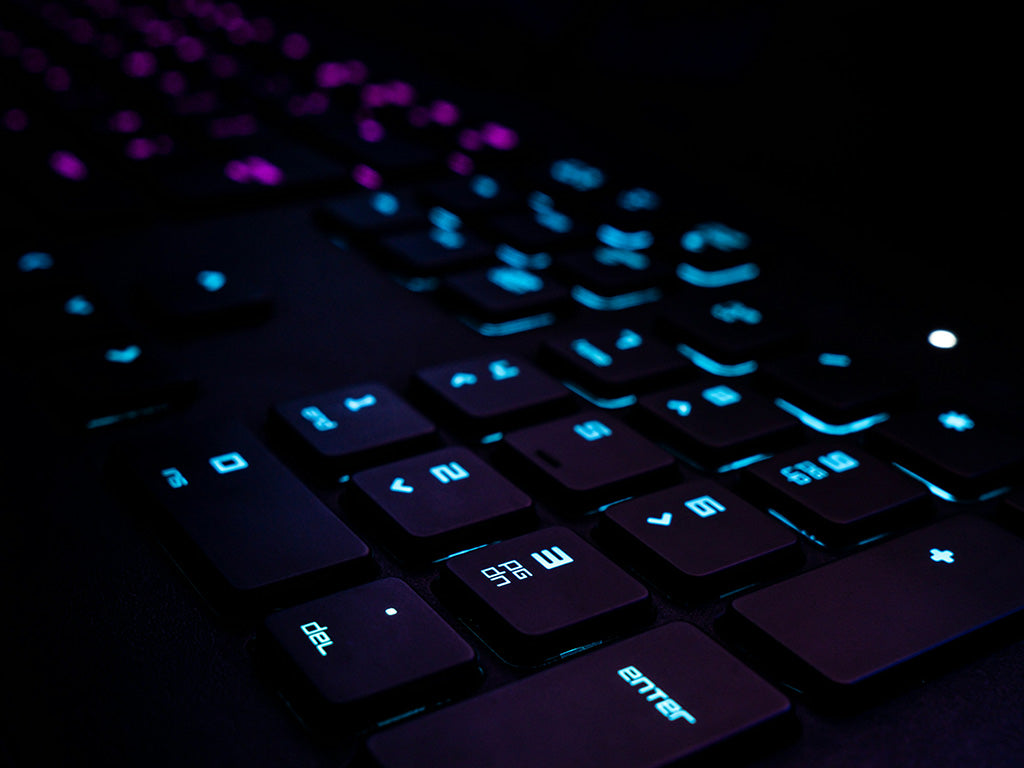 Close up shot of a colorful gaming keyboard